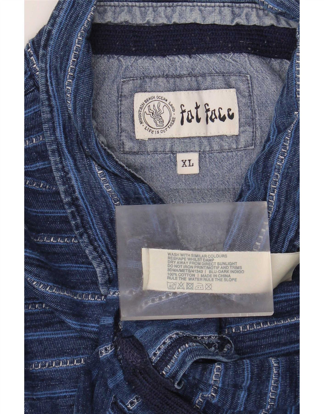 Fat Face Mens Polo Shirt XL Blue Striped Cotton