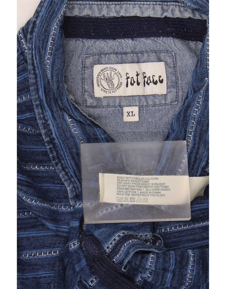 Fat Face Mens Polo Shirt XL Blue Striped Cotton