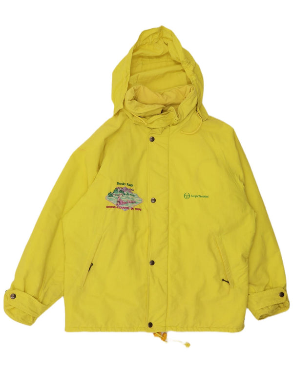 SERGIO TACCHINI Mens Graphic Hooded Ski Jacket IT 54 2XL Yellow Cotton