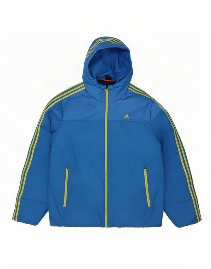 Adidas Mens Padded Jacket UK 42 XL Blue Colourblock Polyester