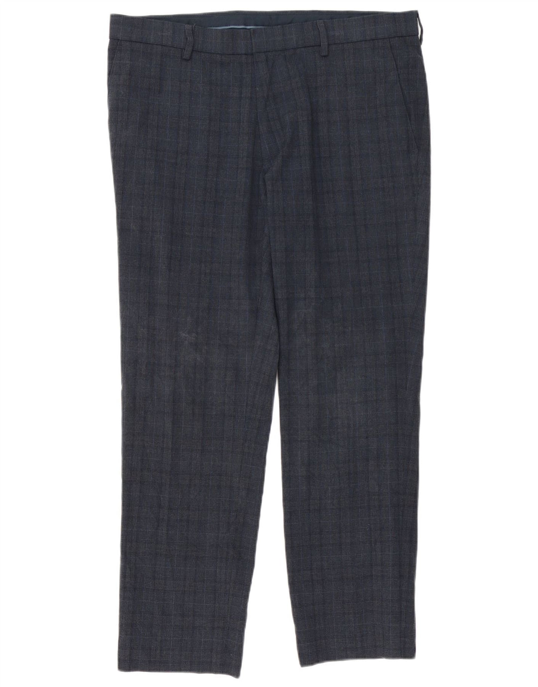 Marks & Spencer Mens Slim Fit Suit Trousers W36 L29 Navy Blue Check