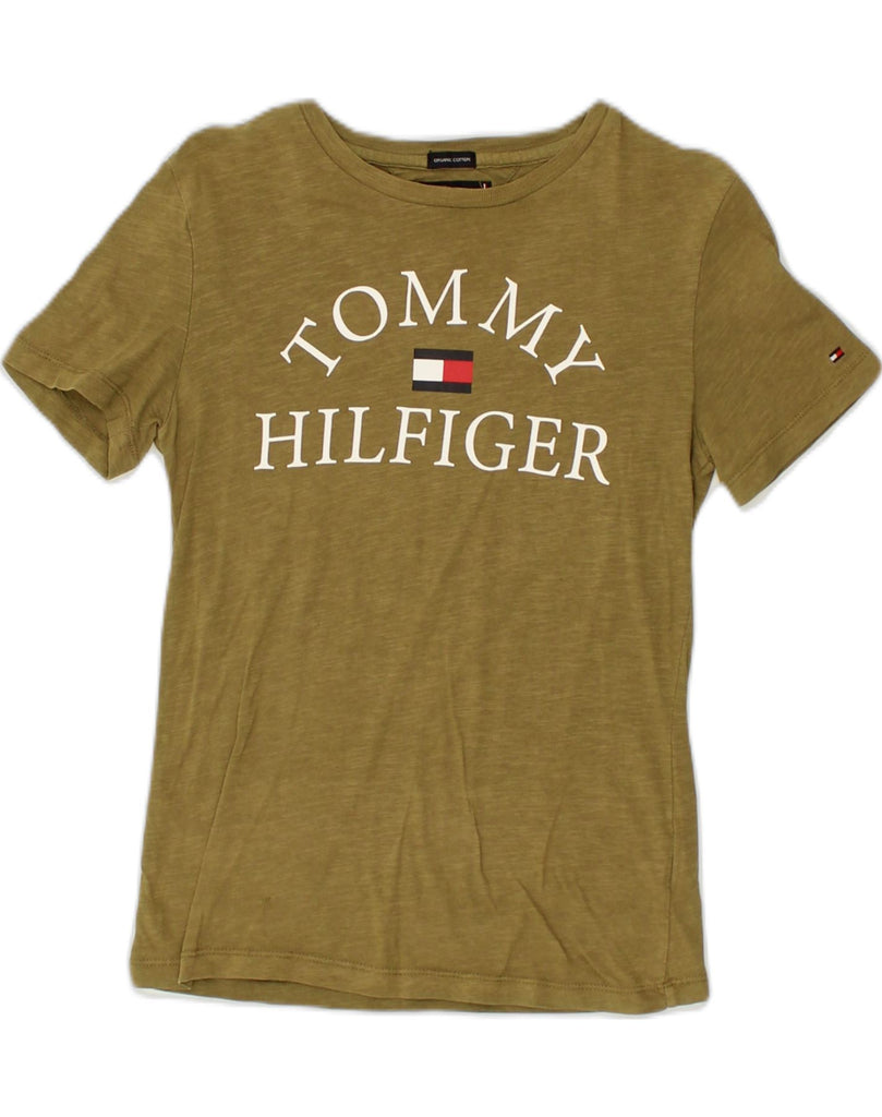 TOMMY HILFIGER Boys Graphic T-Shirt Top11-12 Years Khaki Cotton | Vintage Tommy Hilfiger | Thrift | Second-Hand Tommy Hilfiger | Used Clothing | Messina Hembry 