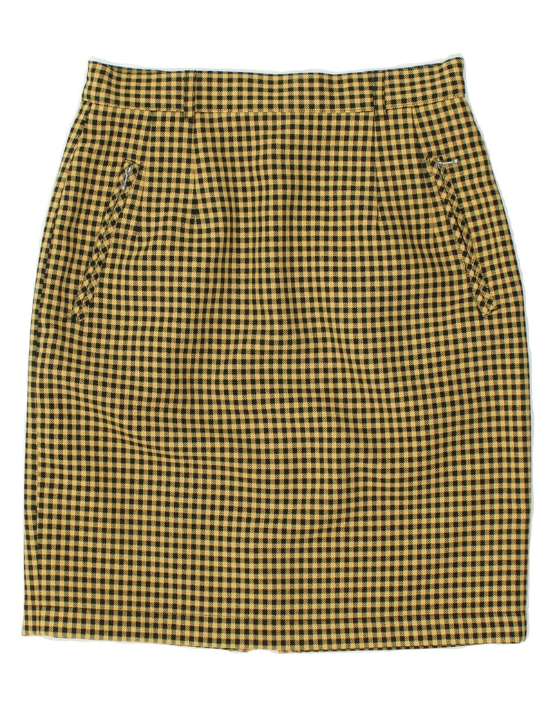 VINTAGE Womens Pencil Skirt UK 10 Small W26  Beige Houndstooth Polyester | Vintage Vintage | Thrift | Second-Hand Vintage | Used Clothing | Messina Hembry 