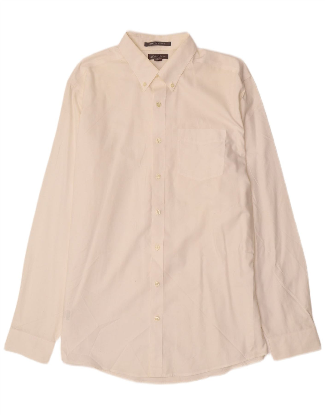 EDDIE BAUER Mens Classic Fit Shirt Large Off White Cotton