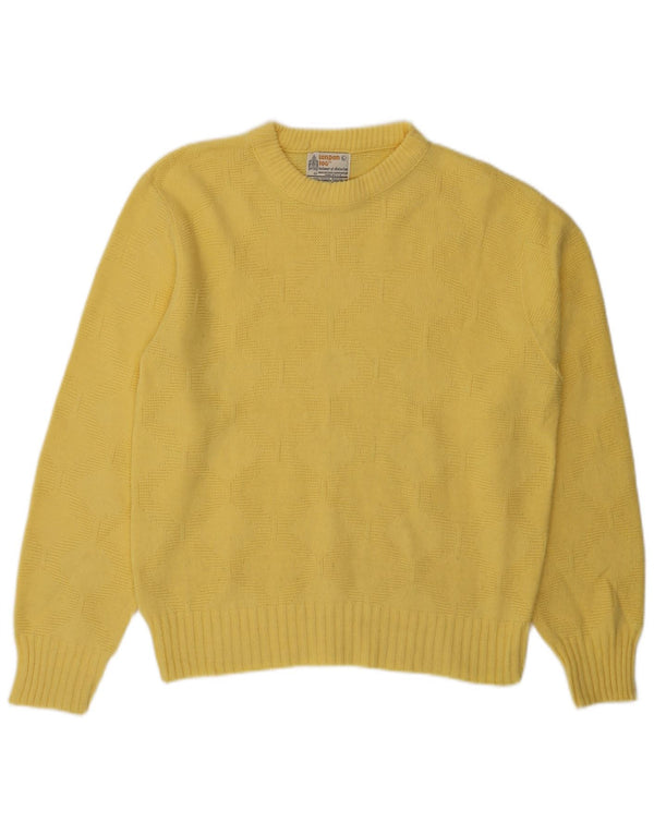 LONDON FOG Womens Crew Neck Jumper Sweater UK 16 Large Yellow Acrylic