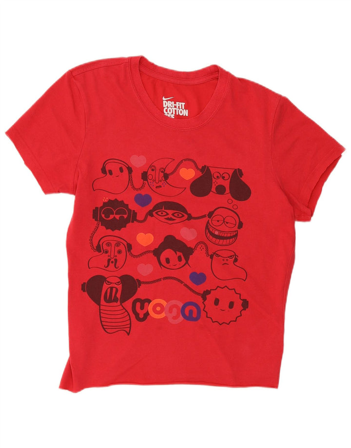 Nike Womens Dri Fit Graphic T-Shirt Top UK 12/14 Medium Red