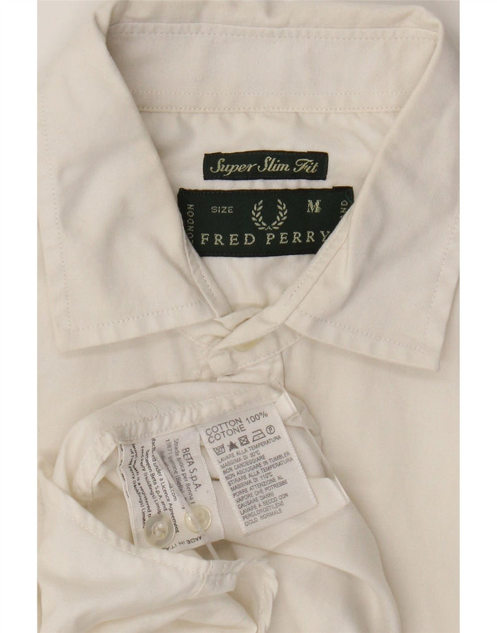 Fred Perry Mens Extra Slim Fit Shirt Medium White Cotton