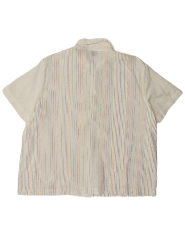 Orvis Womens Short Sleeve Overshirt Shirt UK 16 Large White Pinstripe
