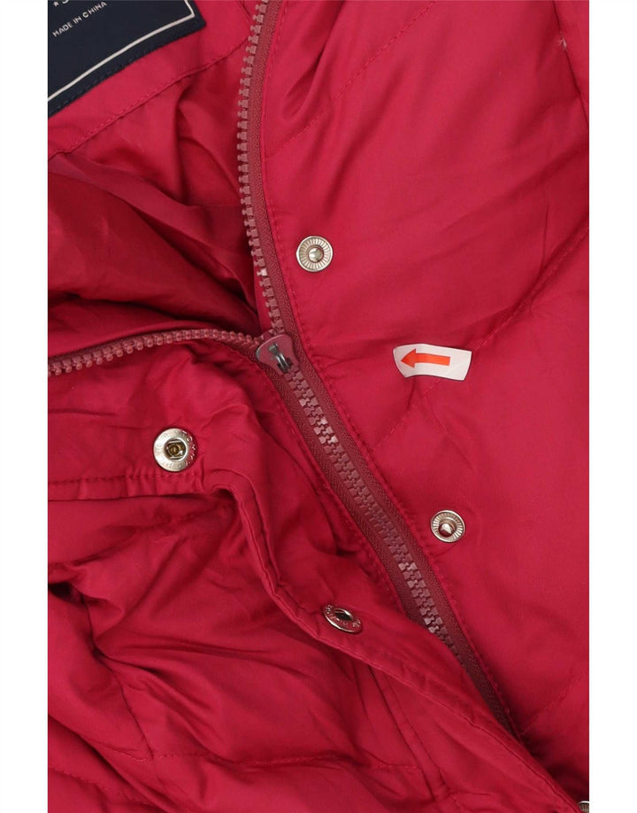 Tommy Hilfiger Womens Hooded Padded Jacket UK 10 Small Pink Polyester