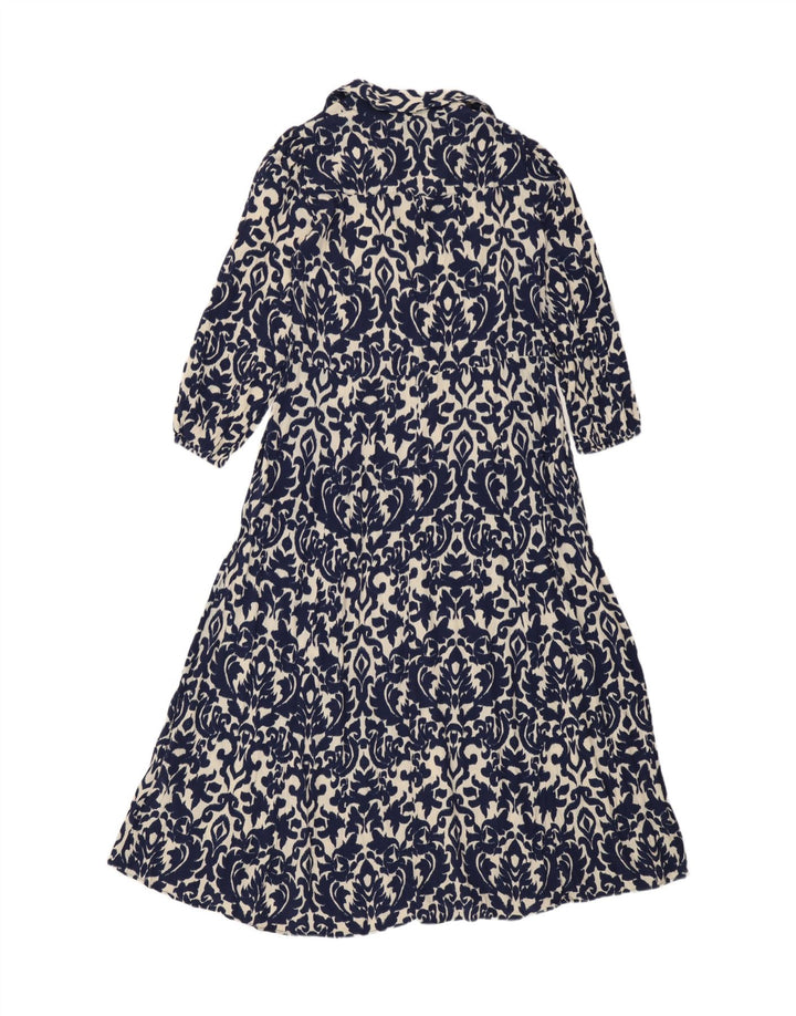 Zara Womens Maxi Dress UK 12 Medium Blue Ikat Viscose
