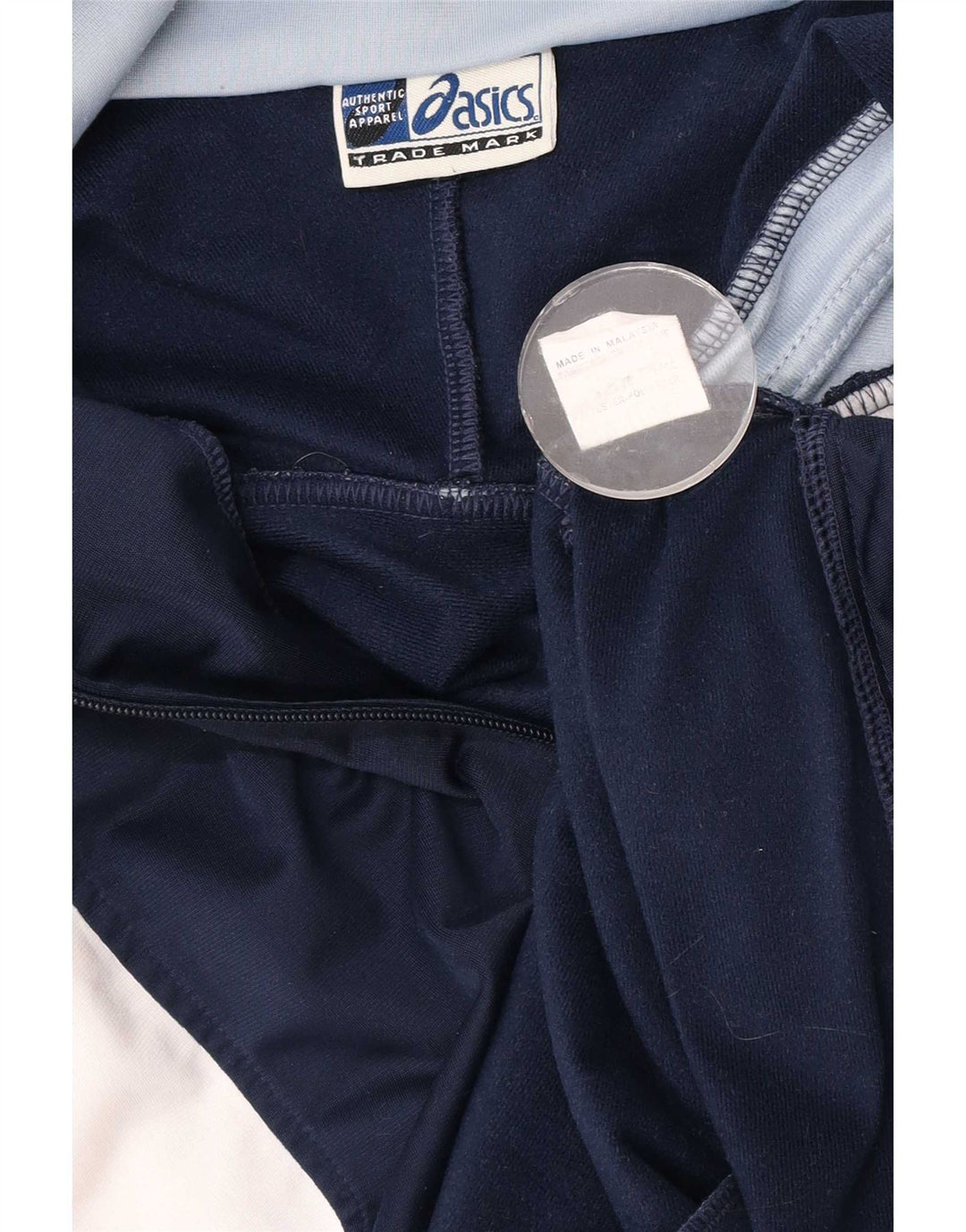 Asics Mens Tracksuit Top Jacket Medium Navy Blue Colourblock Polyester