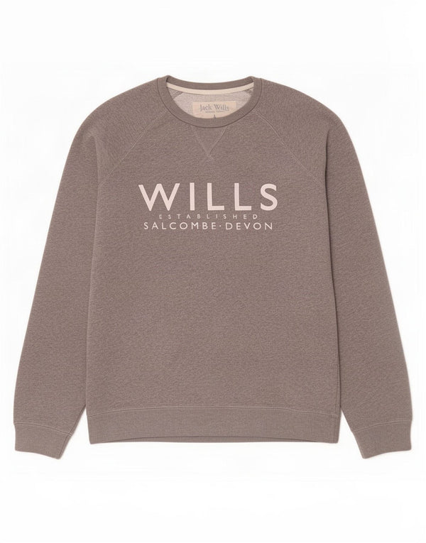 Jack Wills Mens Salcombe Devon Graphic Sweatshirt Jumper Small Grey Cotton