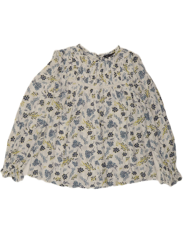 Marks & Spencer Womens Long Sleeve Blouse Top UK 14 Large White Floral