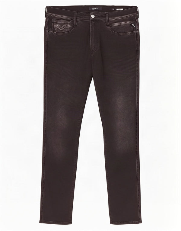 Replay Mens Anbass Slim Jeans W36 L32 Black Cotton