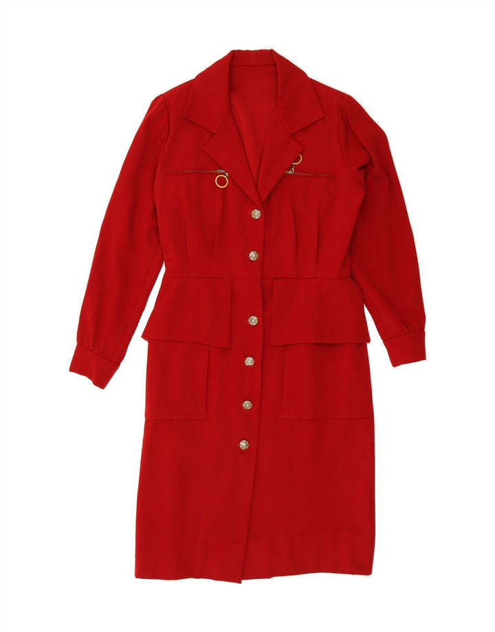 VINTAGE Womens Shirt Dress UK 16 Large Red Vintage Vintage and Second-Hand Vintage from Messina Hembry 