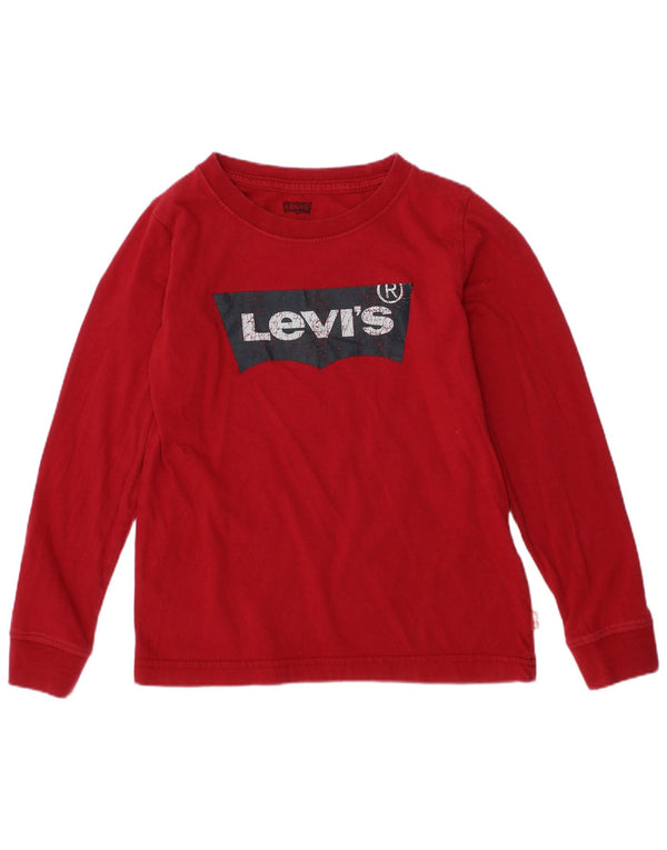 LEVI'S Girls Graphic Top Long Sleeve 4-5 Years Red