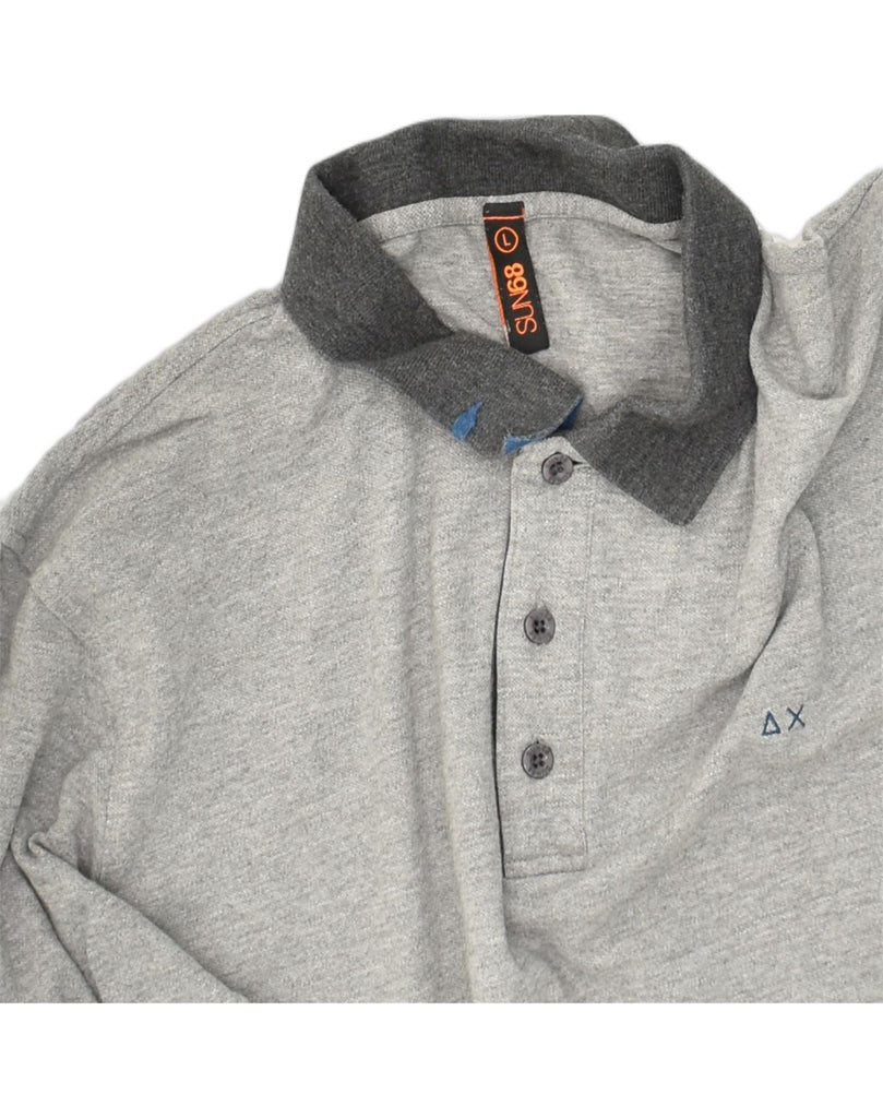 SUN68 Mens Long Sleeve Polo Shirt Large Grey Cotton | Vintage Sun68 | Thrift | Second-Hand Sun68 | Used Clothing | Messina Hembry 