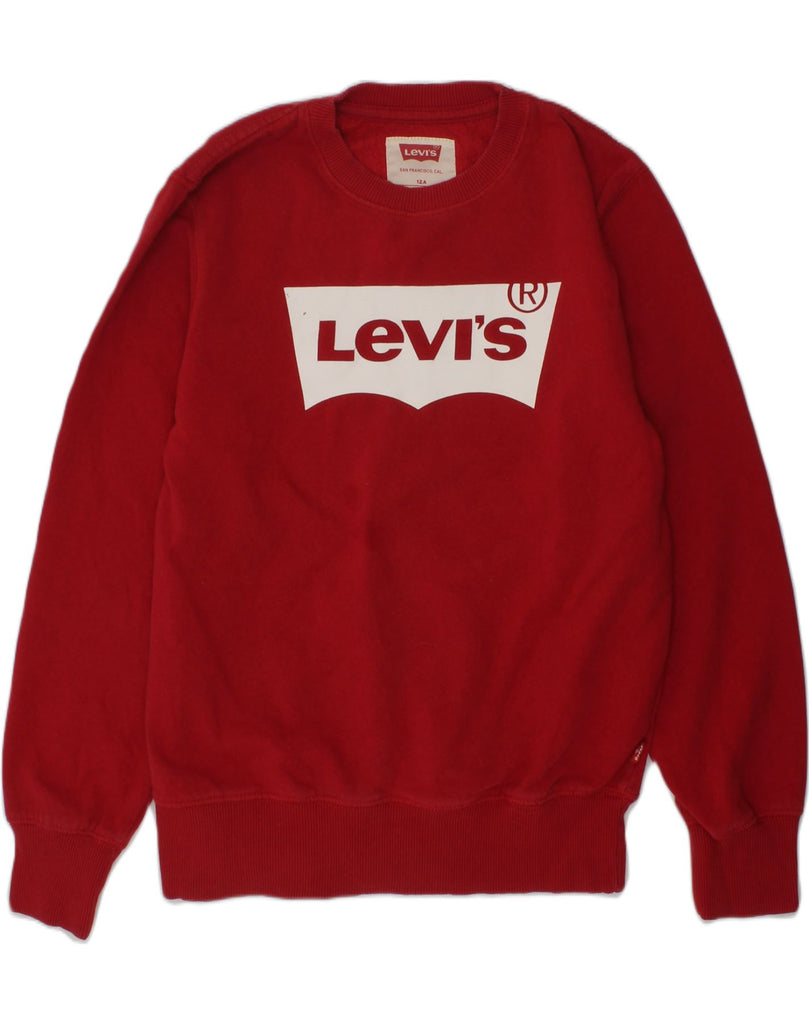 LEVI'S Girls Graphic Sweatshirt Jumper 11-12 Years Red Cotton | Vintage Levi's | Thrift | Second-Hand Levi's | Used Clothing | Messina Hembry 