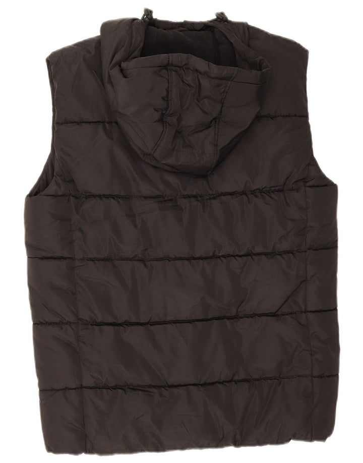 Superdry Mens Hooded Padded Gilet UK 36 Small Black Polyester