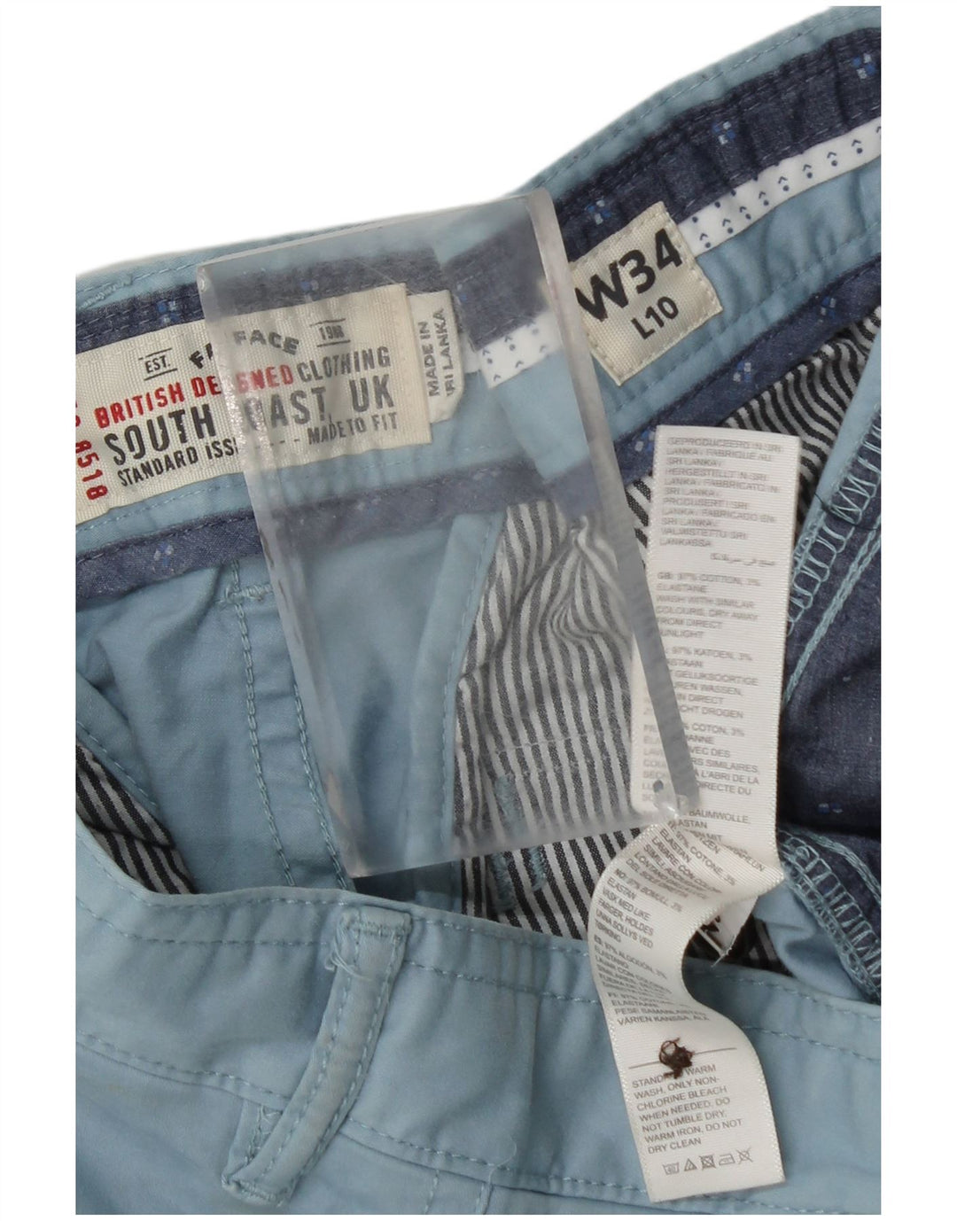 Fat Face Mens Abstract Pattern Chino Shorts W34 Large Blue Cotton