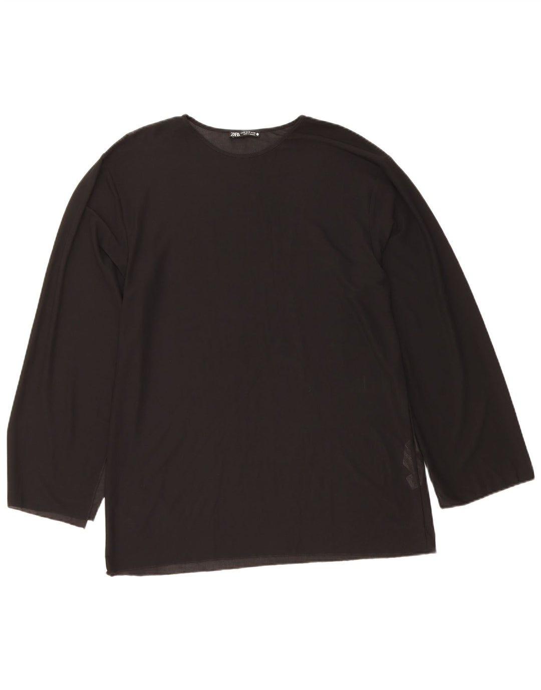 Zara Womens Top Long Sleeve UK 14 Medium Black Polyester