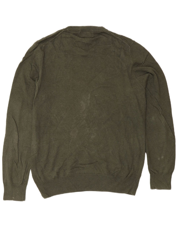Marks & Spencer Mens Crew Neck Jumper Sweater Medium Khaki Cotton
