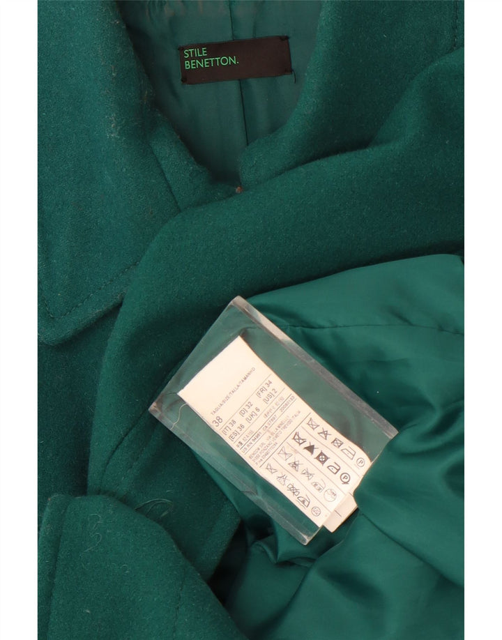 Benetton Womens Overcoat UK 6 XS Green Wool
