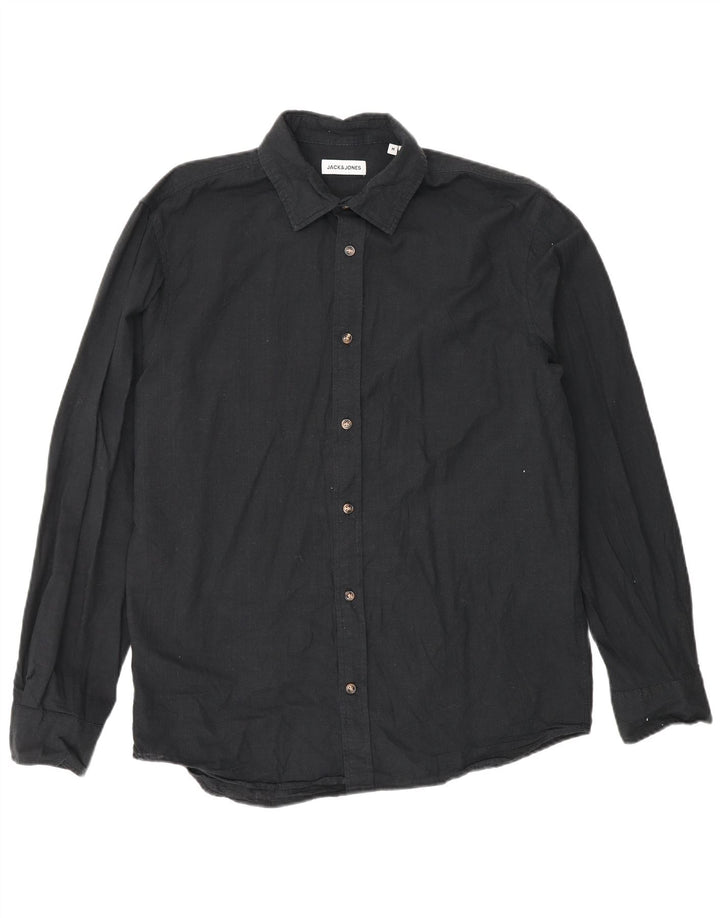 Jack & Jones Mens Shirt Medium Black Cotton