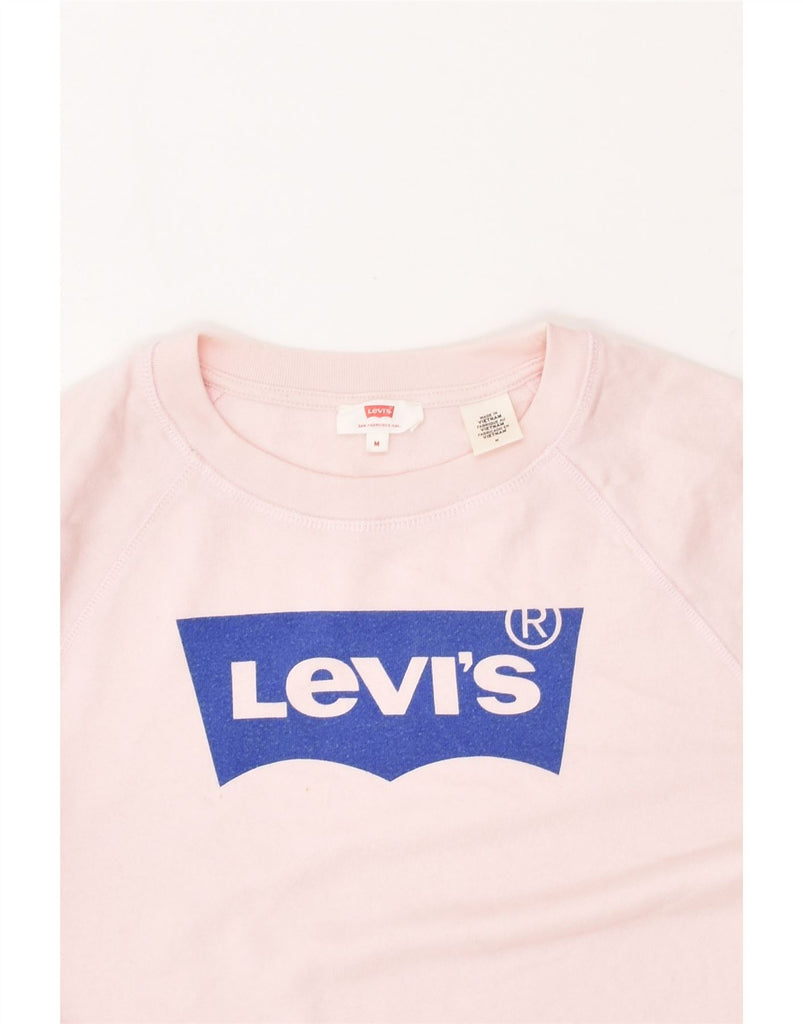 LEVI'S Womens Graphic Sweatshirt Jumper UK 14 Medium Pink Cotton | Vintage Levi's | Thrift | Second-Hand Levi's | Used Clothing | Messina Hembry 