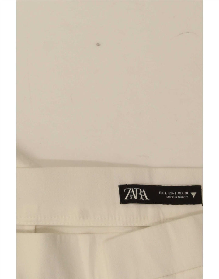 Zara Womens Straight Cropped Trousers Large W30 L25 White