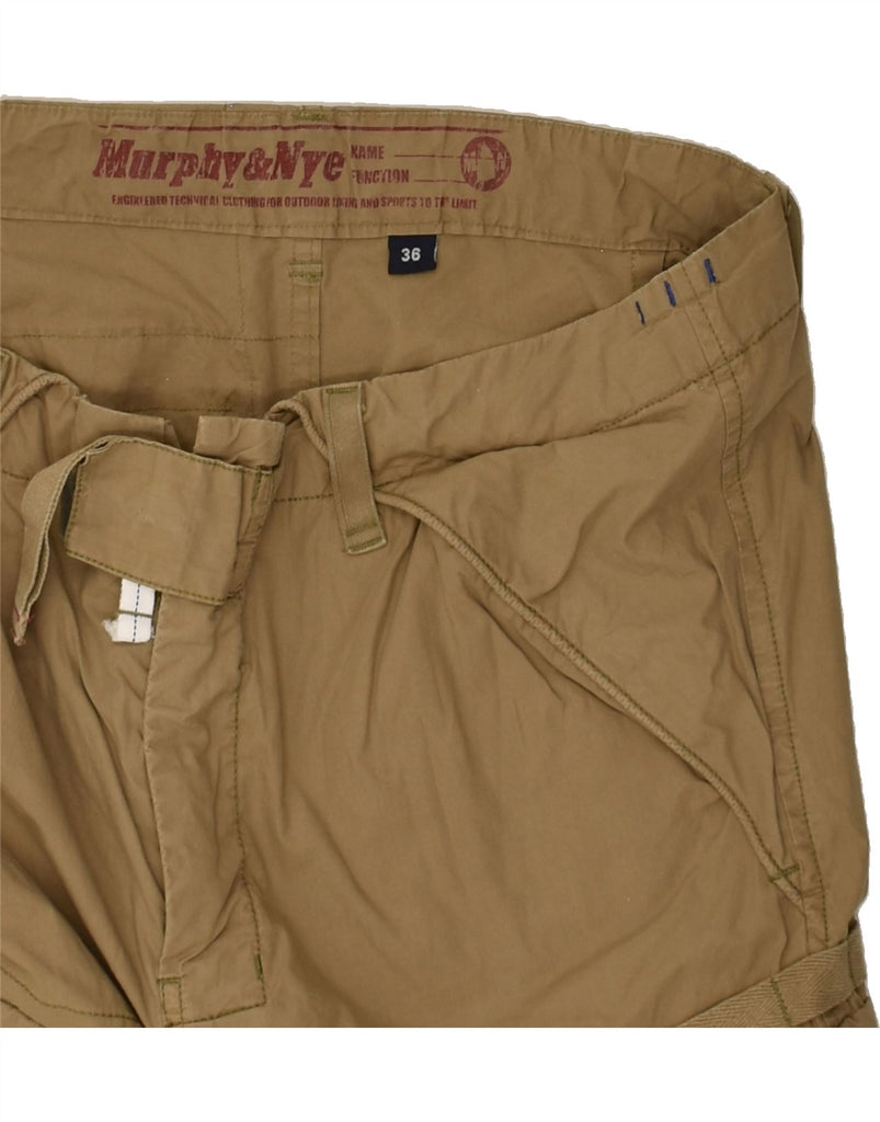 MURPHY & NYE Mens Graphic Cargo Shorts W36 Large Brown | Vintage Murphy & Nye | Thrift | Second-Hand Murphy & Nye | Used Clothing | Messina Hembry 