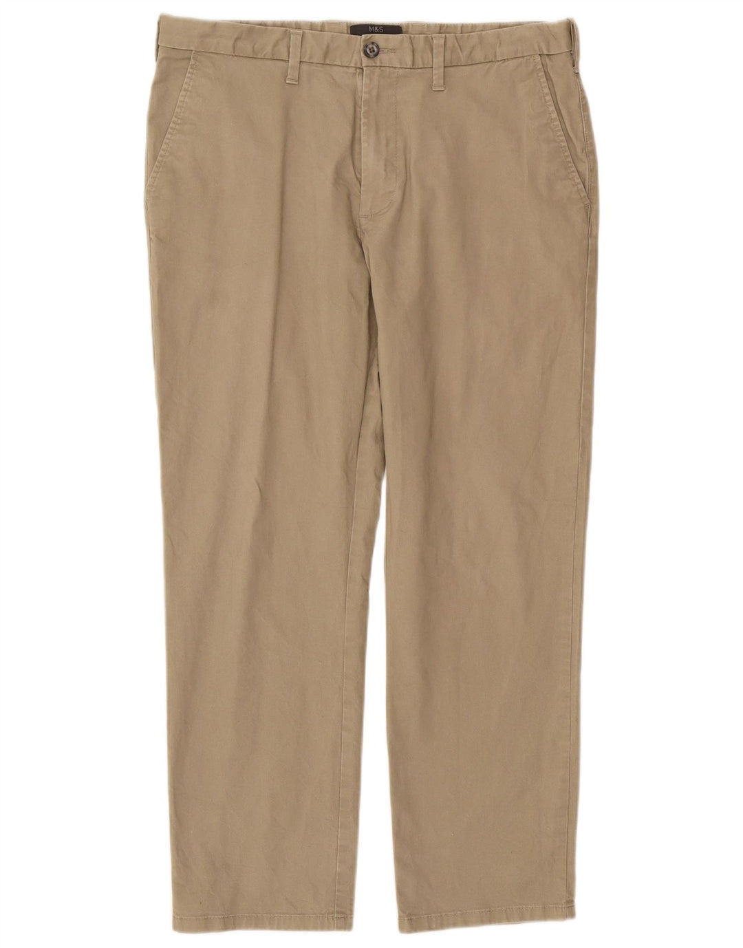 Marks & Spencer Mens Regular Straight Chino Trousers W36 L29 Beige Cotton