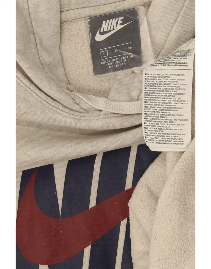 Nike Mens Graphic Hoodie Jumper Small Grey Cotton
