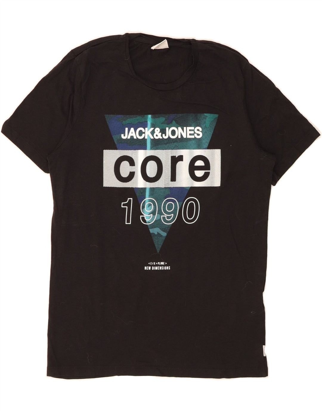 JACK & JONES Mens Graphic T-Shirt Top Large Black Cotton Vintage Jack & Jones and Second-Hand Jack & Jones from Messina Hembry 