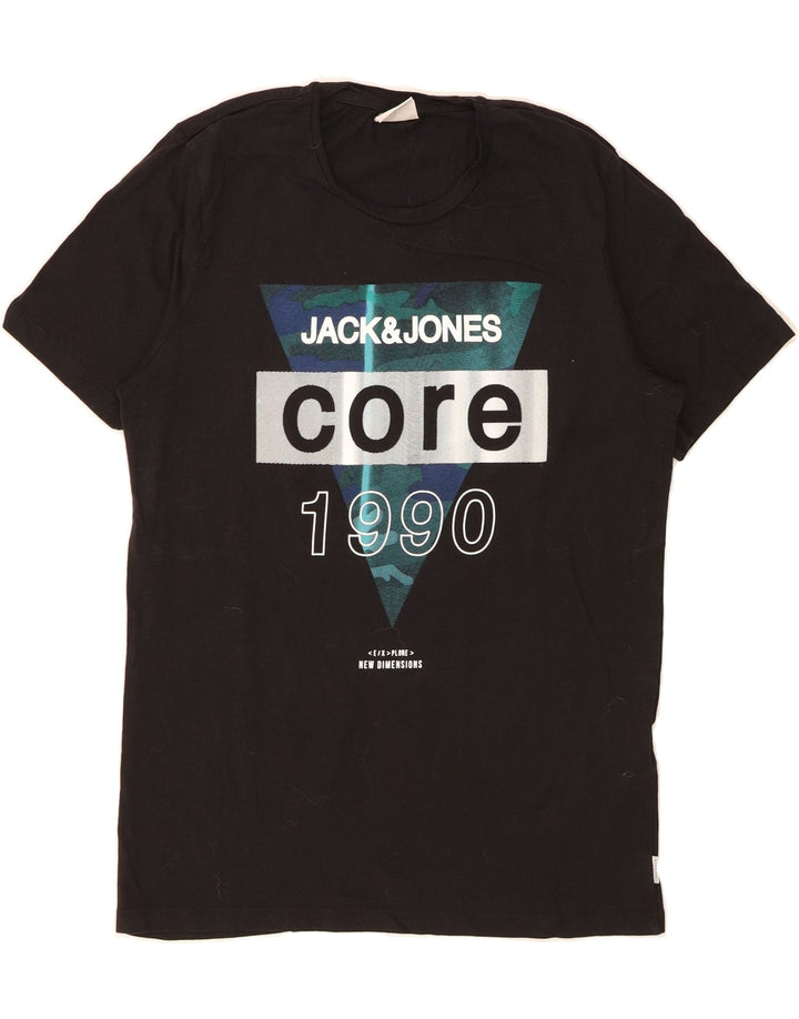 JACK & JONES Mens Graphic T-Shirt Top Large Black Cotton Vintage Jack & Jones and Second-Hand Jack & Jones from Messina Hembry 