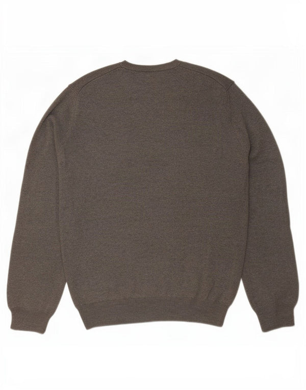 Marks & Spencer Mens Blue Harbour V-Neck Jumper Sweater Medium Grey Cotton