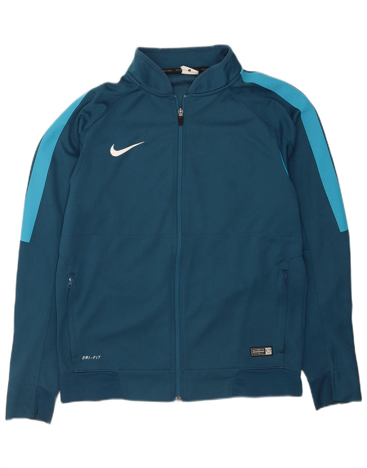 Nike Mens Dri Fit Tracksuit Top Jacket Large Blue Colourblock Polyester