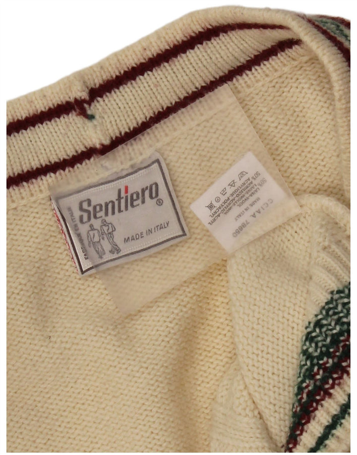 Vintage Mens Cardigan Sweater IT 52 Large Beige Wool