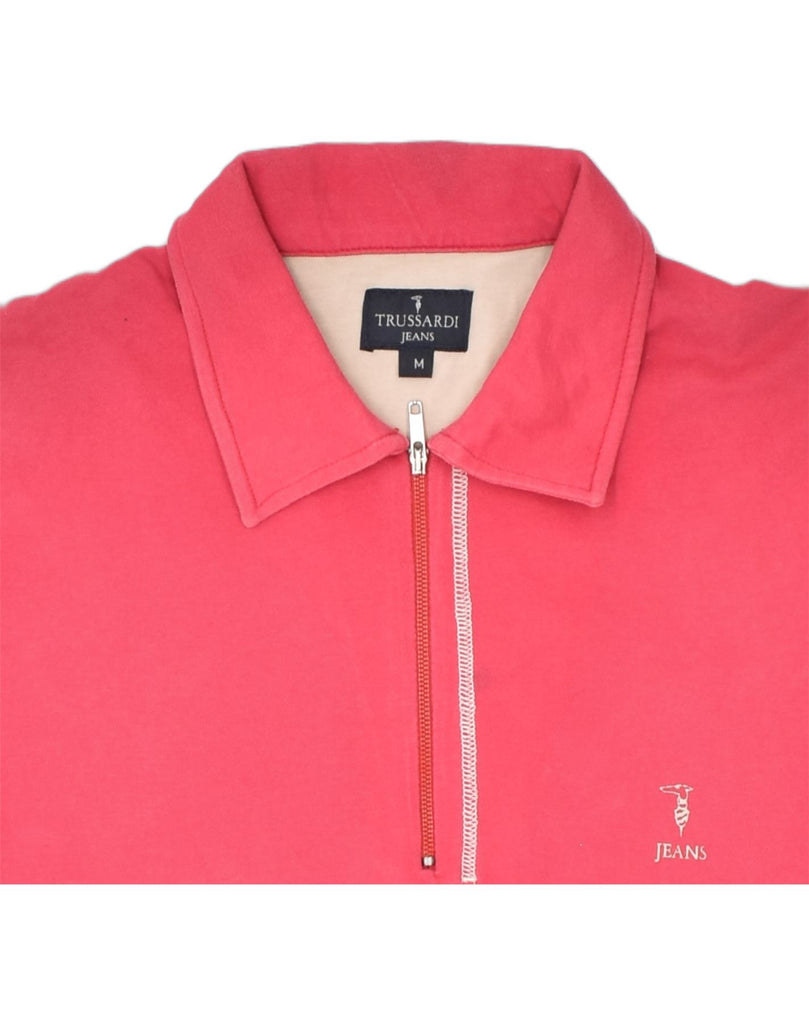 TRUSSARDI JEANS Womens Polo Shirt UK 14 Medium Pink Cotton | Vintage | Thrift | Second-Hand | Used Clothing | Messina Hembry 