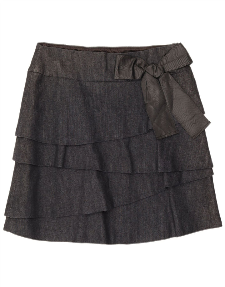 Max & Co. Womens Mini Tiered Skirt UK 12 Medium W32 Navy Blue Cotton