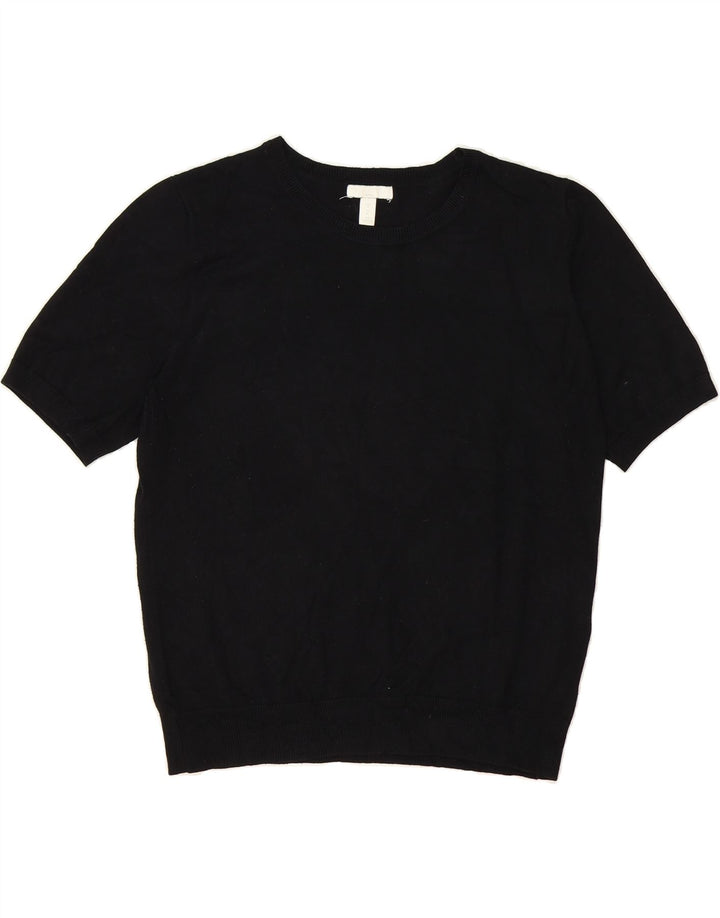H&M Womens Short Sleeve Crew Neck Jumper Sweater UK 14 Medium Black Vintage H&M and Second-Hand H&M from Messina Hembry 