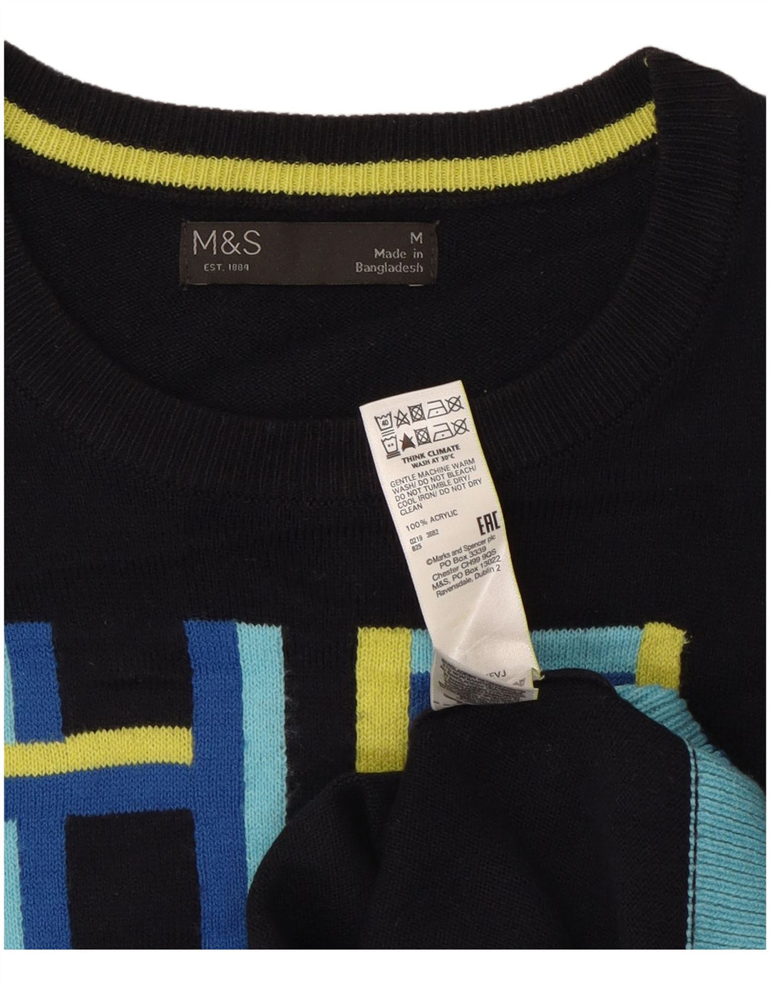 Marks & Spencer Womens Crew Neck Jumper Sweater UK 14 Medium Navy Blue