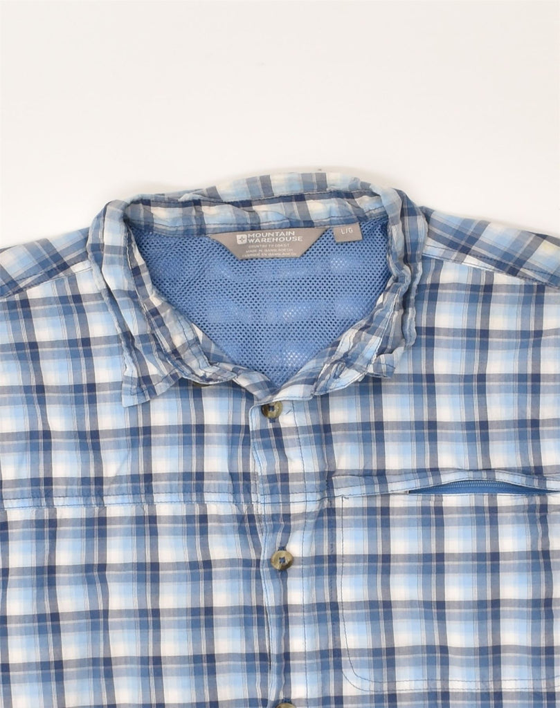 MOUNTAIN WAREHOUSE Mens Short Sleeve Shirt Large Blue Check Cotton | Vintage Mountain Warehouse | Thrift | Second-Hand Mountain Warehouse | Used Clothing | Messina Hembry 