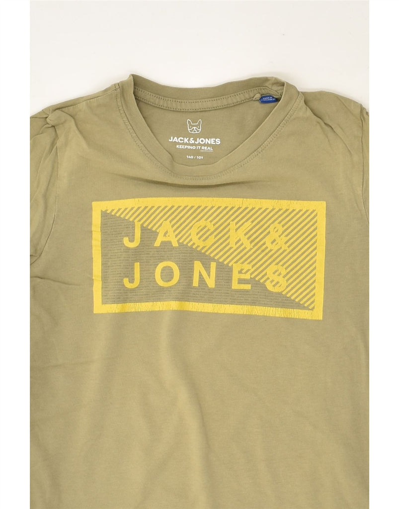 JACK & JONES Boys Graphic T-Shirt Top 9-10 Years Khaki Cotton | Vintage Jack & Jones | Thrift | Second-Hand Jack & Jones | Used Clothing | Messina Hembry 