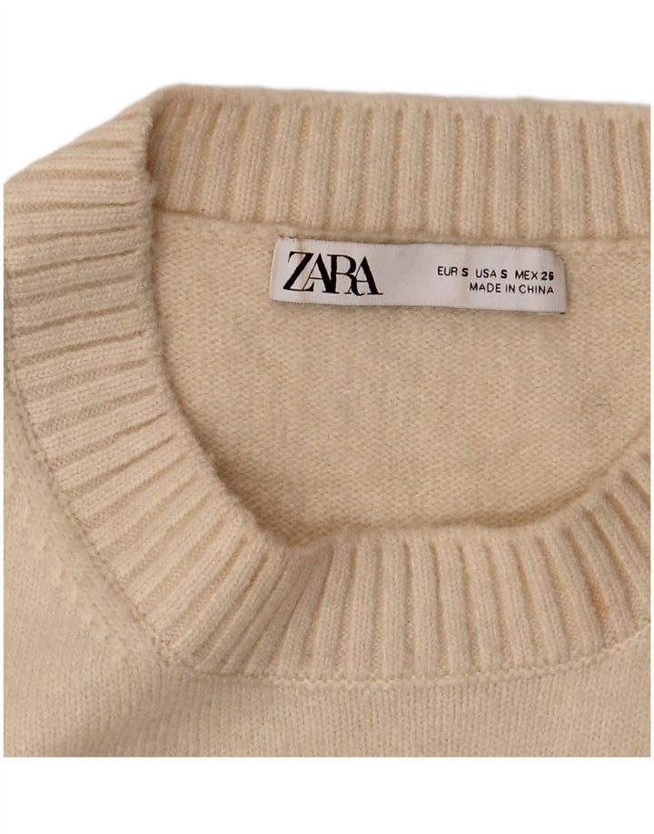Zara Womens Crop Vest Tank Top UK 10 Small Beige