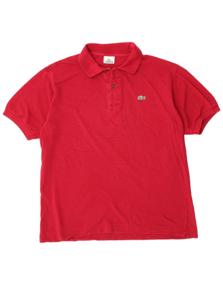 LACOSTE Mens Polo Shirt Size 5 Large Red Cotton Classic