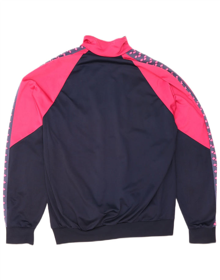 Arena Mens Graphic Tracksuit Top Jacket XL Navy Blue Colourblock Polyester