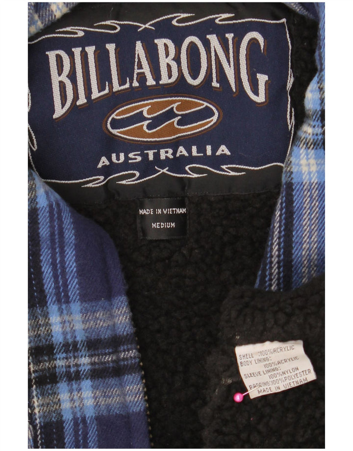 Billabong Mens Sherpa Lumberjack Flannel Shirt Medium Navy Blue Check