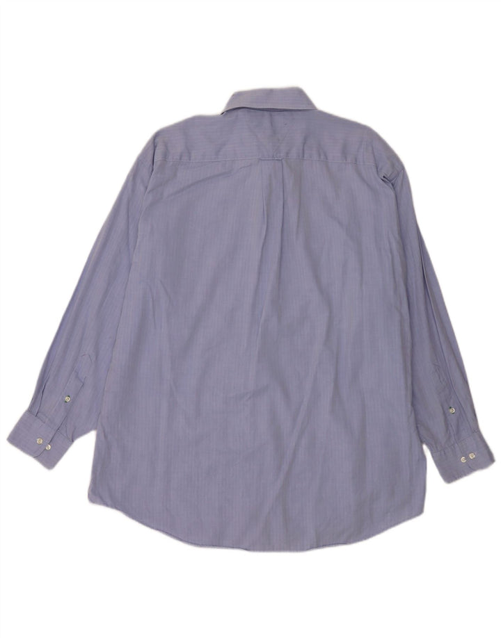 Tommy Hilfiger Mens Shirt Size 16 Large Blue Herringbone Cotton