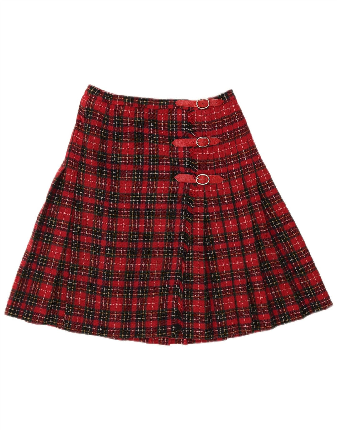 VINTAGE Womens Wrap Knife Pleated Skirt W28 Medium Red Plaid